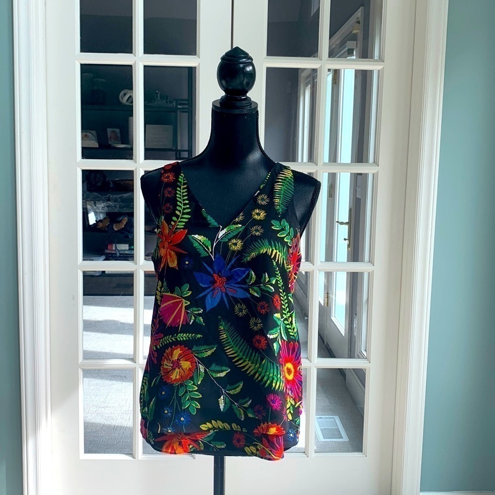 Violet+claire Tropical Botanical Layered V neck Tank